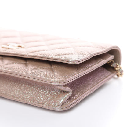 Chanel Iridescent Caviar Quilted Wallet On Chain WOC Beige 10 of 11