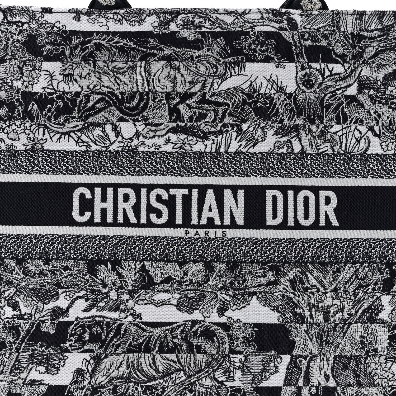 Christian Dior Canvas Embroidered Large Dioriviera Reverse Striped Toile De Jouy Book Tote Blue White 7 of 9
