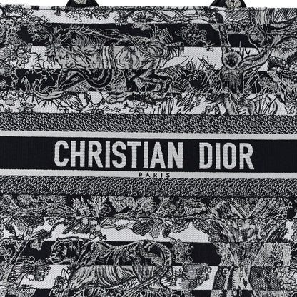 Christian Dior Canvas Embroidered Large Dioriviera Reverse Striped Toile De Jouy Book Tote Blue White 7 of 9