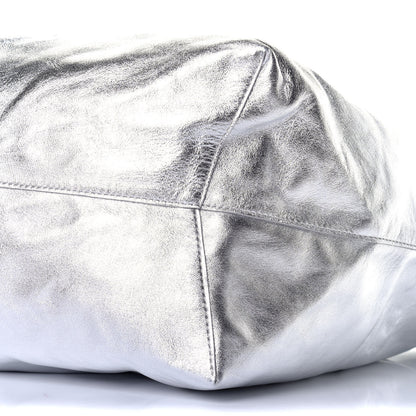 Mansur Gavriel Metallic Lambskin Oversized Tote Silver 8 of 8