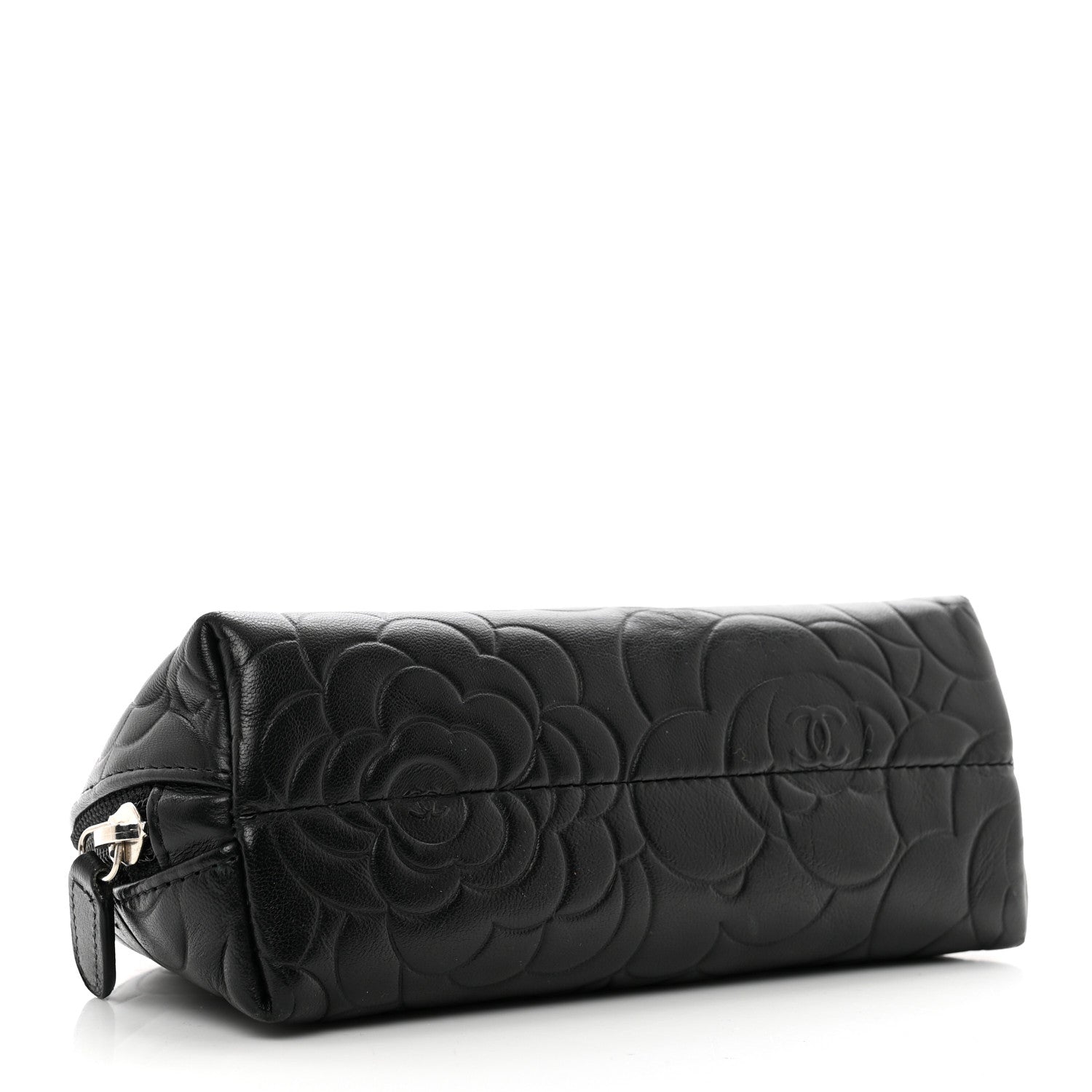 Chanel Lambskin Camellia Embossed Cosmetic Case Black 4 of 7