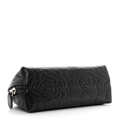 Chanel Lambskin Camellia Embossed Cosmetic Case Black 4 of 7