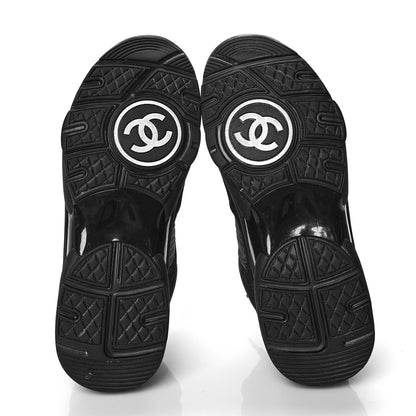 Chanel Fabric Calfskin Suede CC Sneakers 38 Black 5 of 8