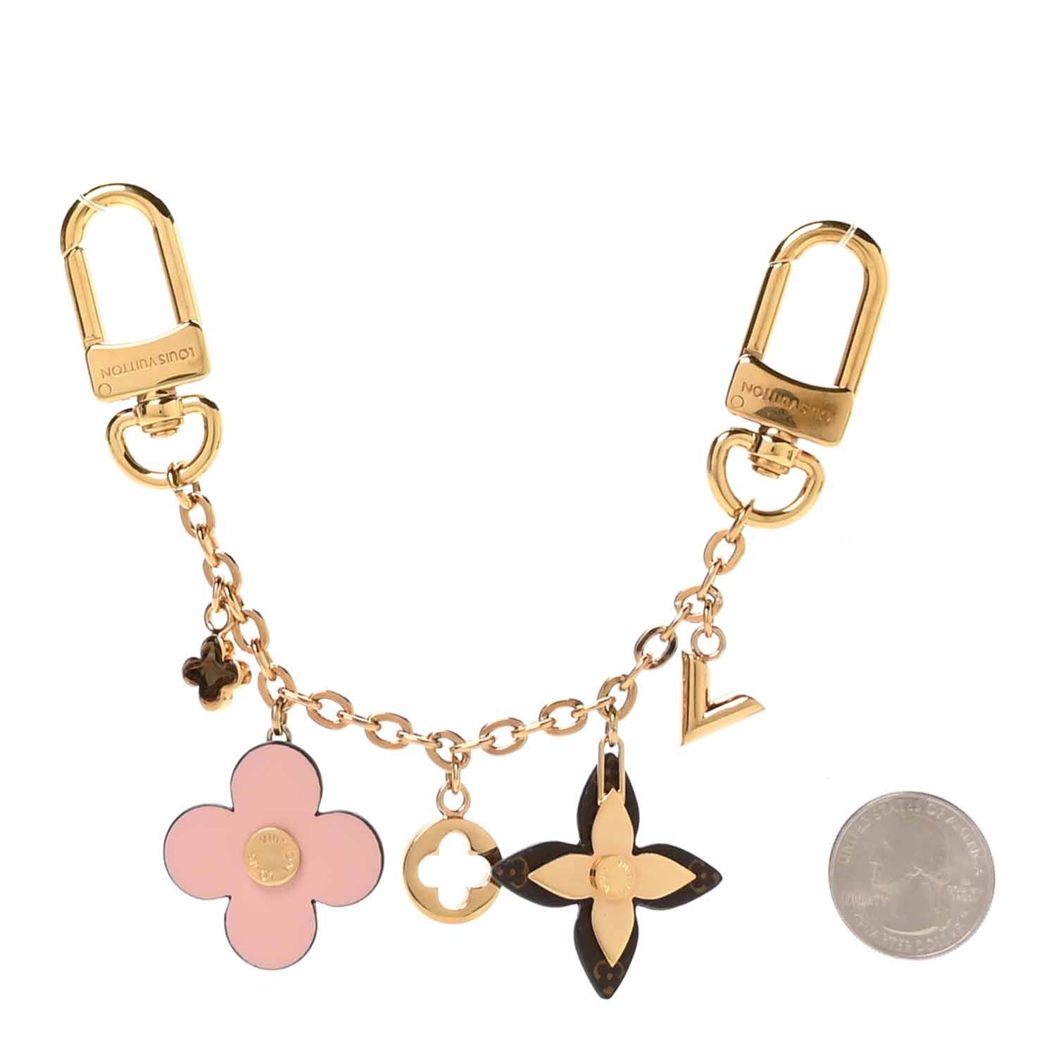 Louis Vuitton Brass Monogram Blooming Flowers Bag Charm Key Holder  Rose Ballerine 4 of 6