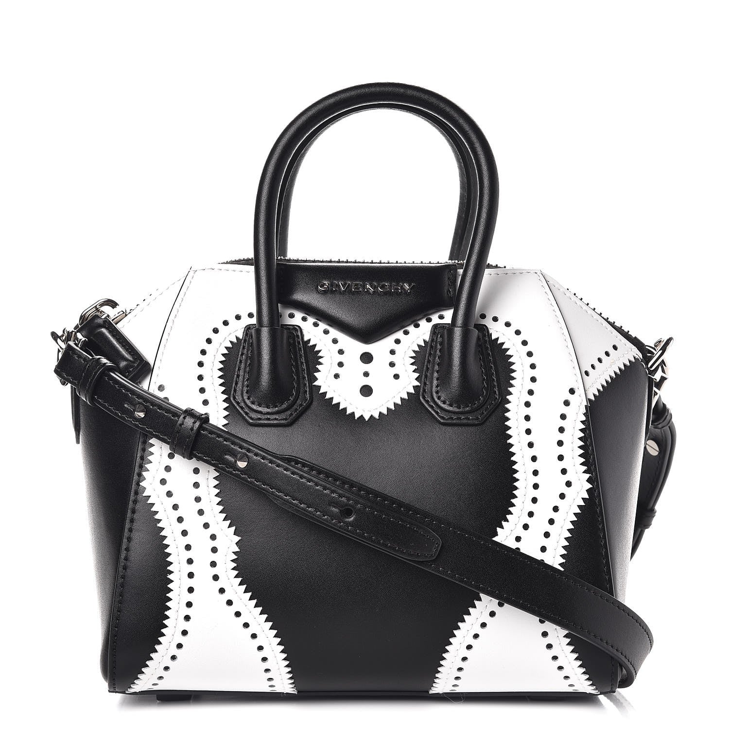 Givenchy Calfskin Brogue Mini Antigona Black White 1 of 7