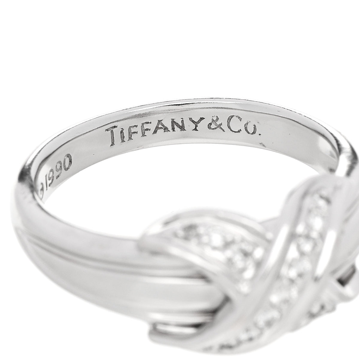 18K White Gold Diamond Signature X Ring 56 7.5