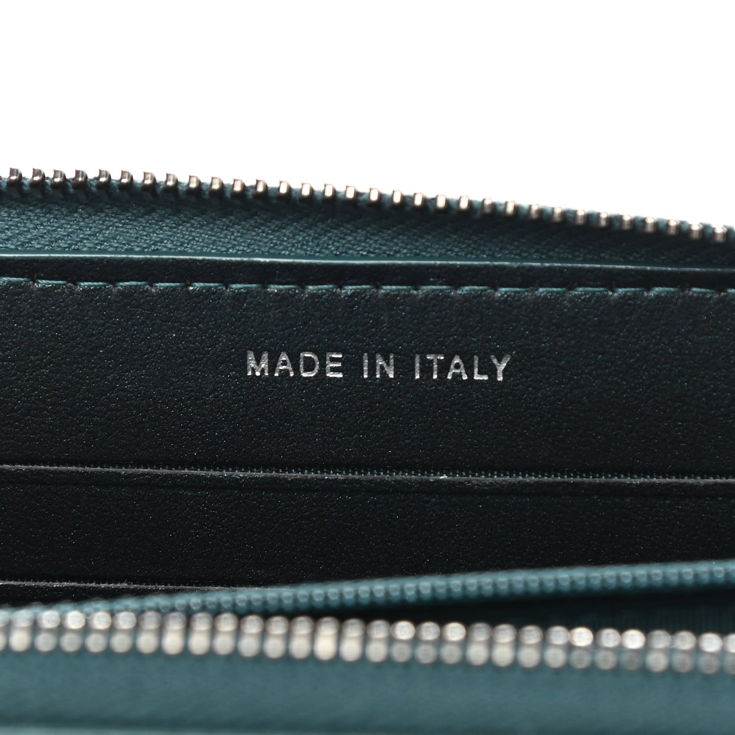 Iridescent Caviar Quilted Medium Filigree Zip Around Wallet Dark Turquoise