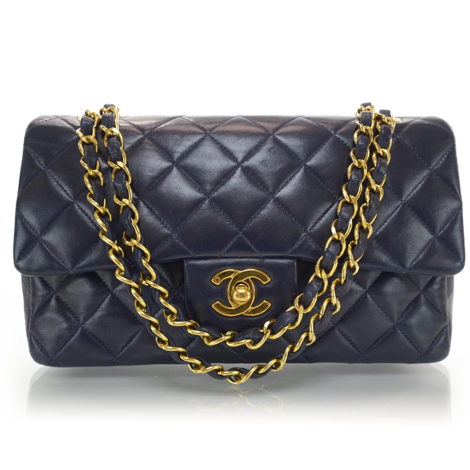 Chanel Lambskin Small Double Flap Navy 1 of 10