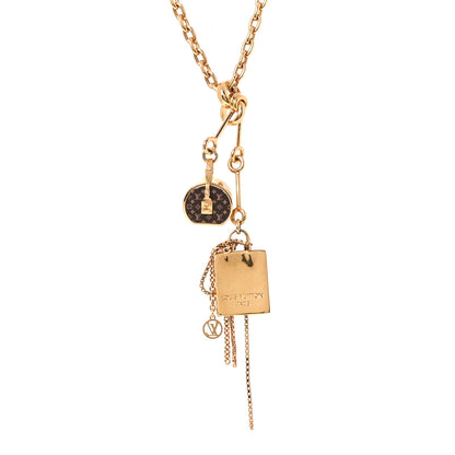 Louis Vuitton Metal Mini Boite Chapeau Pendant Necklace Gold 1 of 6