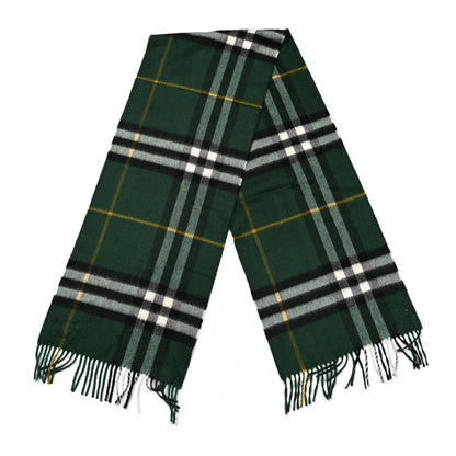 Burberry Cashmere Giant Heritage Check Fringe Scarf Dark Fern Green 2 of 3