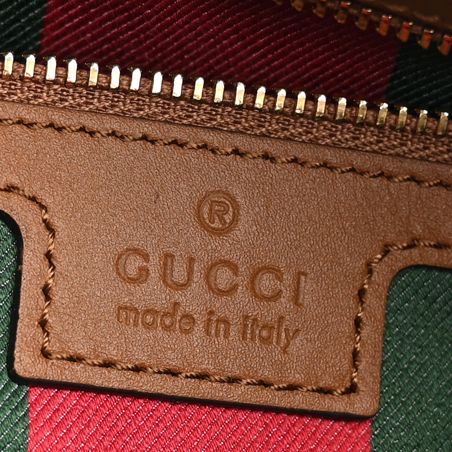 Gucci GG Supreme Monogram Textured Calfskin Medium Emblem Shoulder Bag Beige Dark Brown 6 of 10