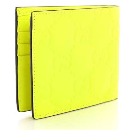 Gucci Rubber Effect GG Embossed Bi-Fold Wallet Fluorescent Yellow 3 of 9
