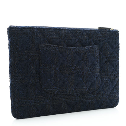 Chanel Wool Knit CC Cosmetic Pouch Navy Blue 3 of 7