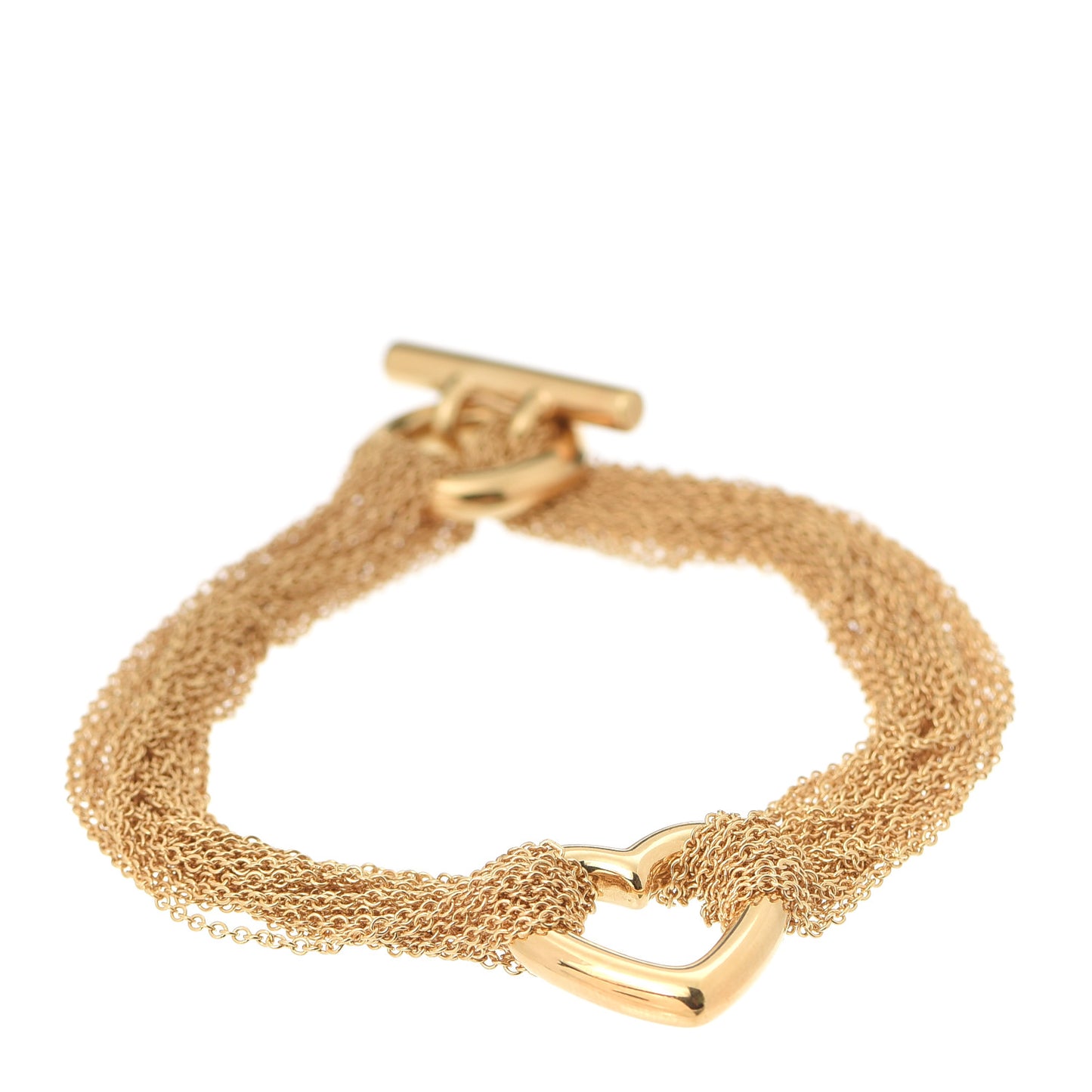 18K Yellow Gold Multi Chain Heart Bracelet