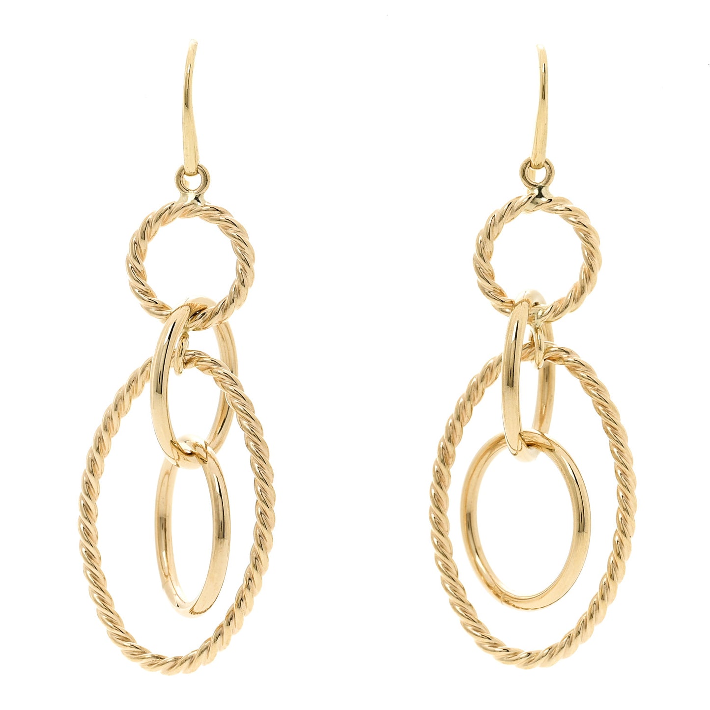 18K Yellow Gold Mobile Oval Drop Earrings
