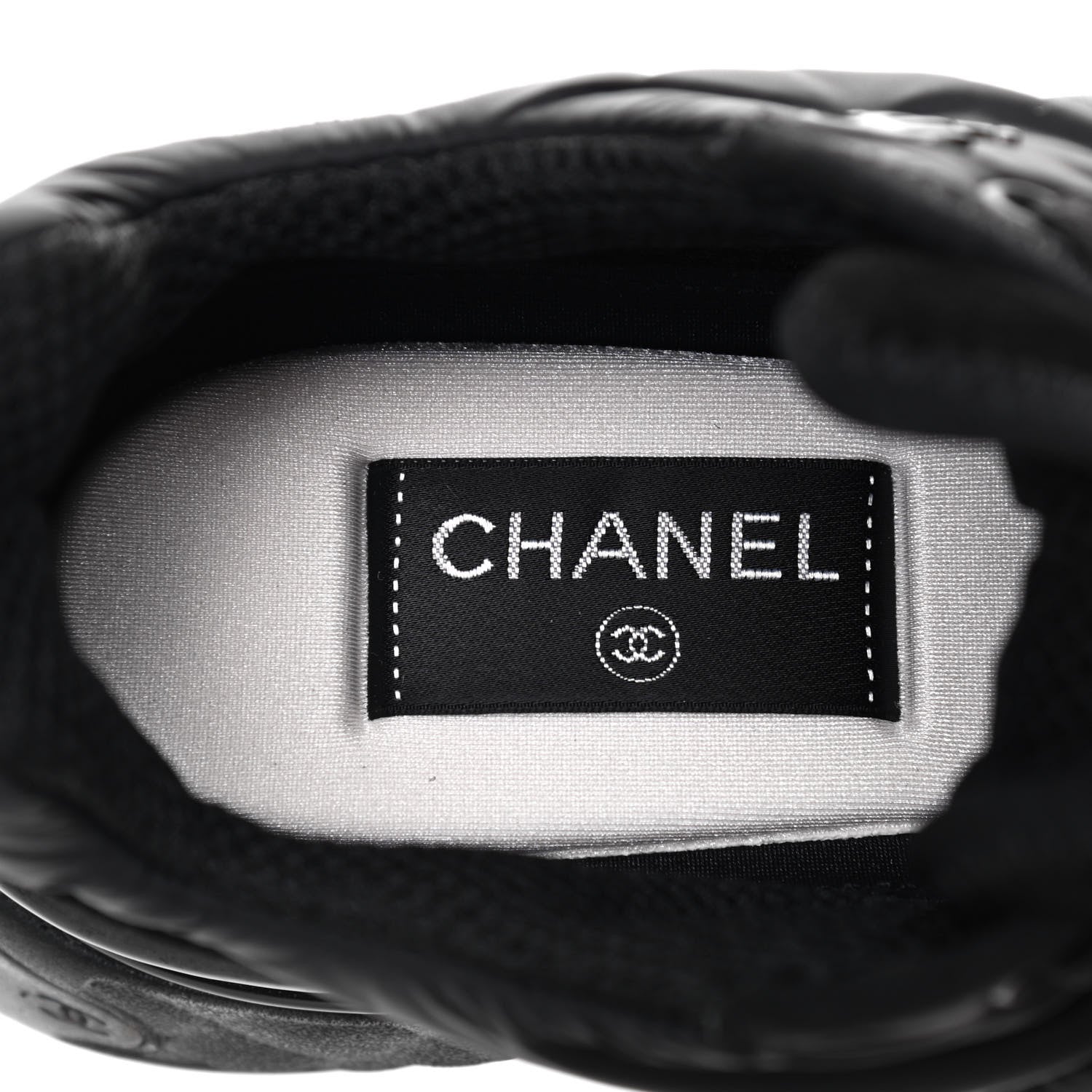 Chanel Nylon Suede Calfskin CC Sneakers 38 Black 7 of 10
