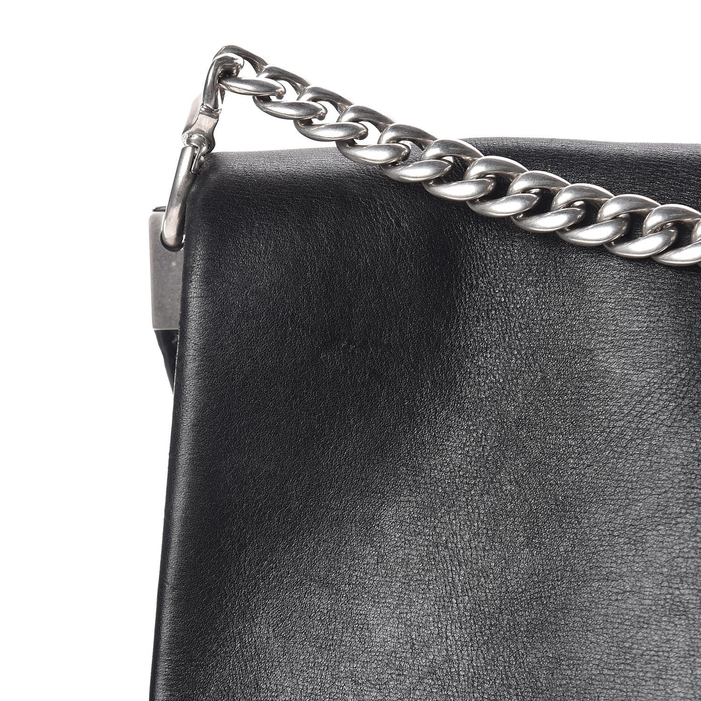 Smooth Calfskin Blade Chain Flap Black