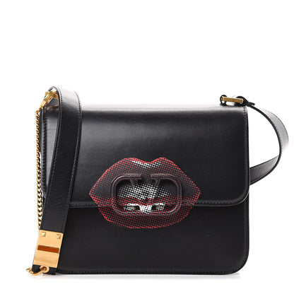 Valentino Garavani Calfskin Lips Crossbody Bag Black 1 of 8