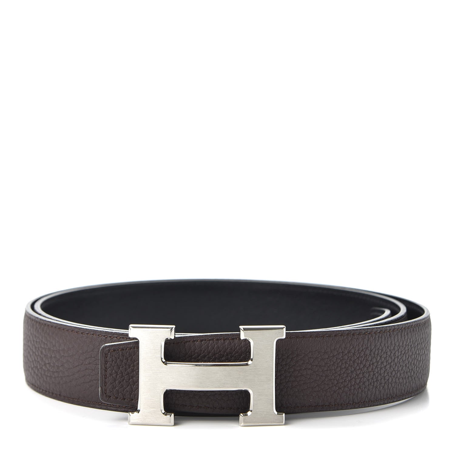 Hermes Box Togo 32mm H Belt 105 Black Chocolate 1 of 3