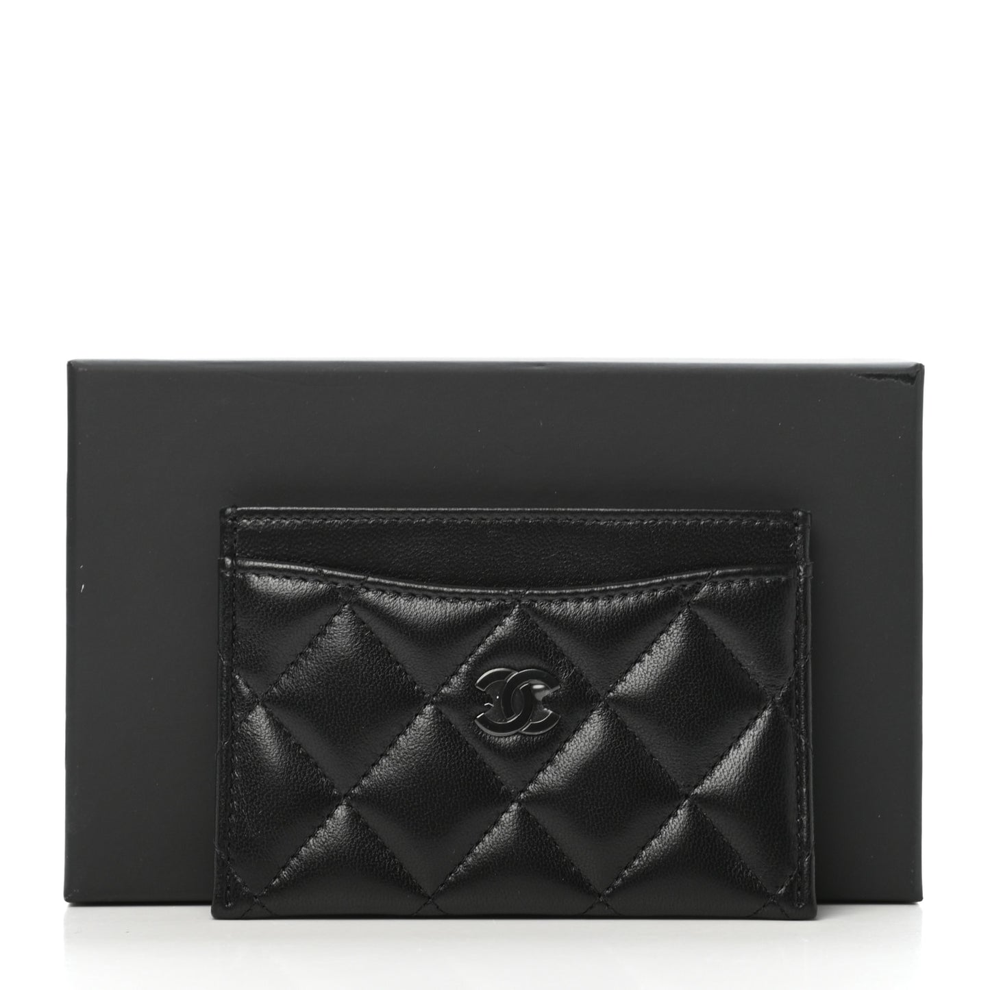 Lambskin Quilted Card Holder So Black