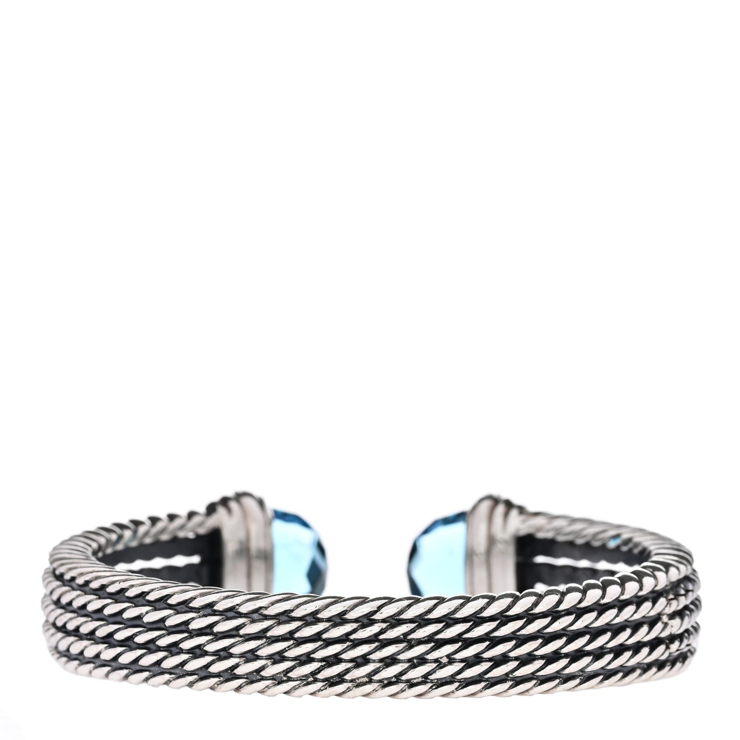 Sterling Silver Diamond Blue Topaz Wheaton Cuff Bracelet