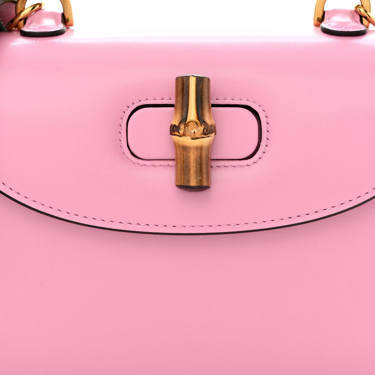 Boarded Dyana Lux Calfskin Web Small Bamboo 1947 Top Handle Bag Nice Pink