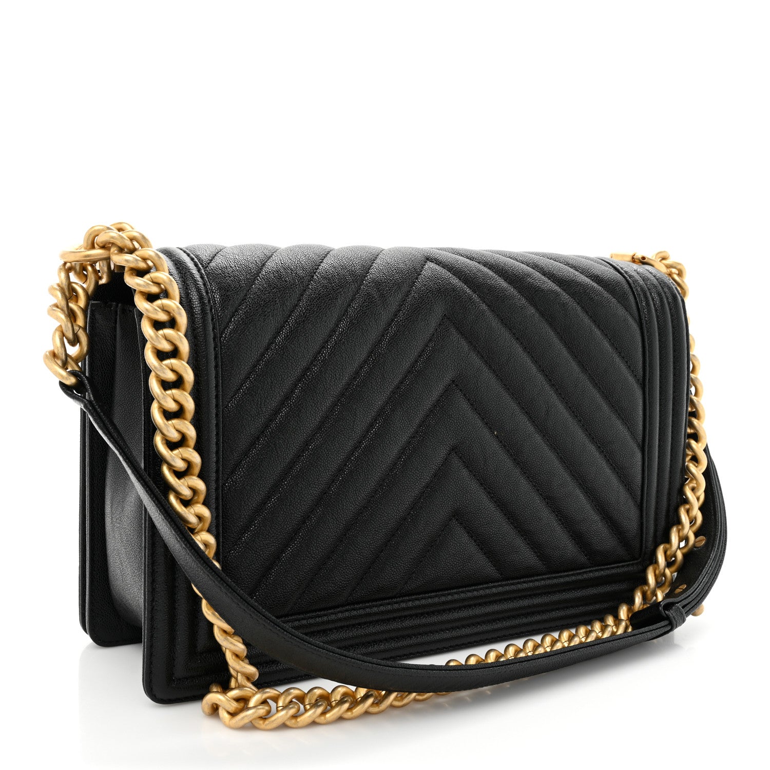 Chanel Caviar Chevron Quilted New Medium Boy Flap Black 3 of 11
