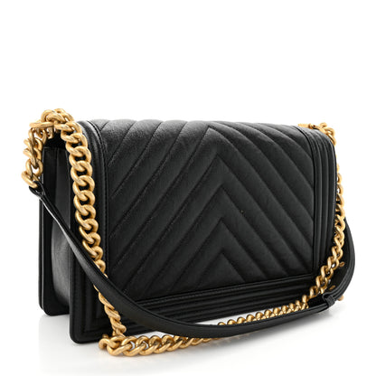 Chanel Caviar Chevron Quilted New Medium Boy Flap Black 3 of 11