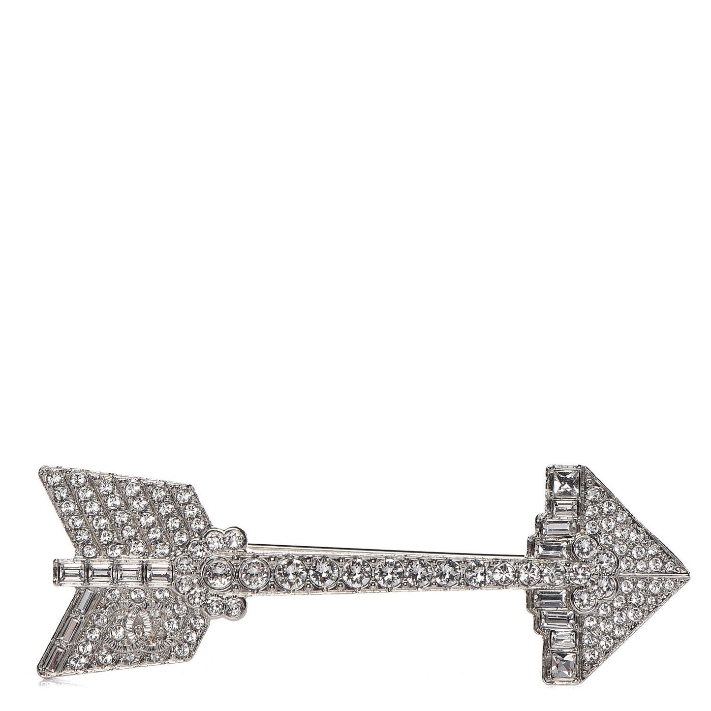Crystal CC Arrow Brooch Silver