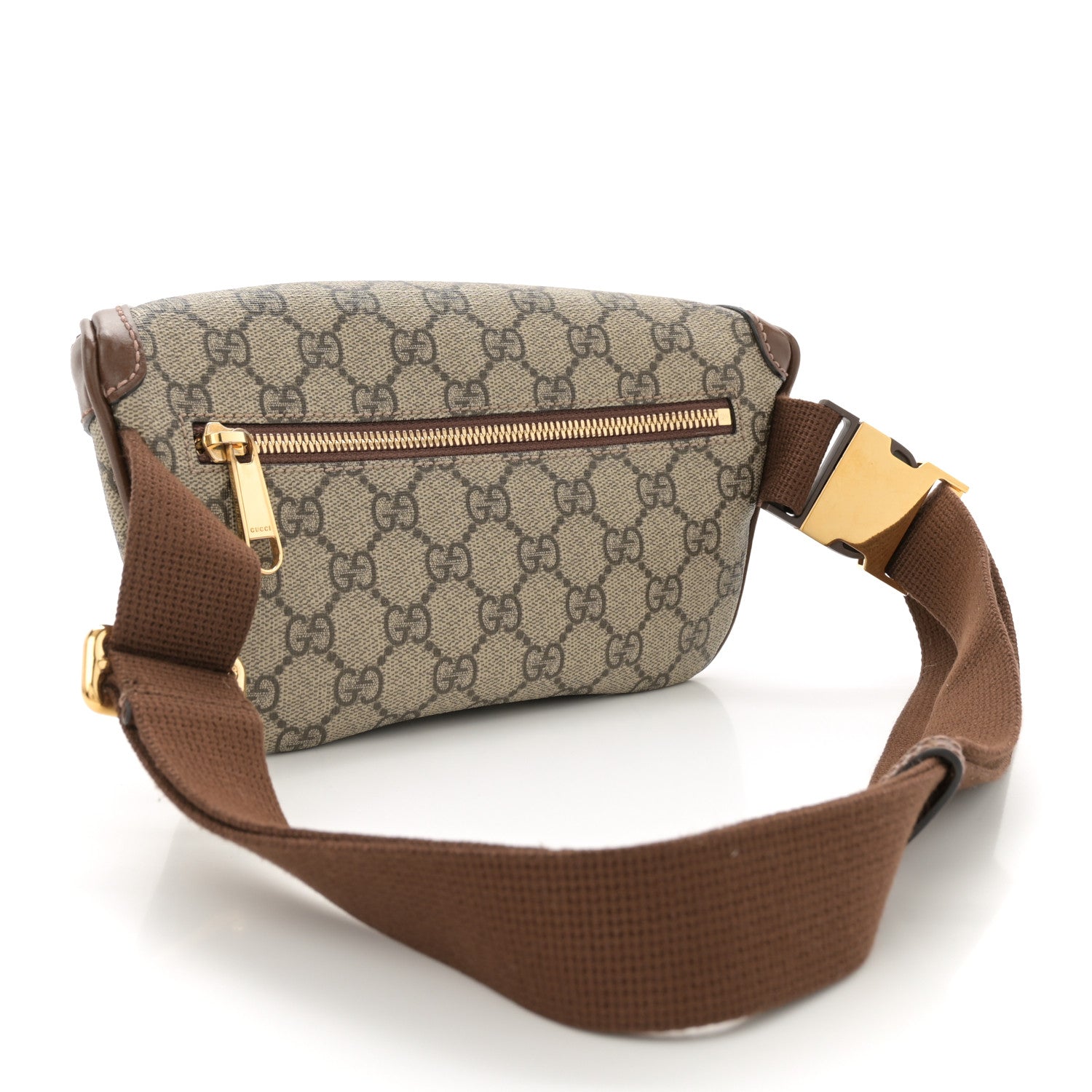 Gucci GG Supreme Monogram Textured Calfskin Retro Interlocking G Belt Bag Beige Ebony Brown Sugar 3 of 11
