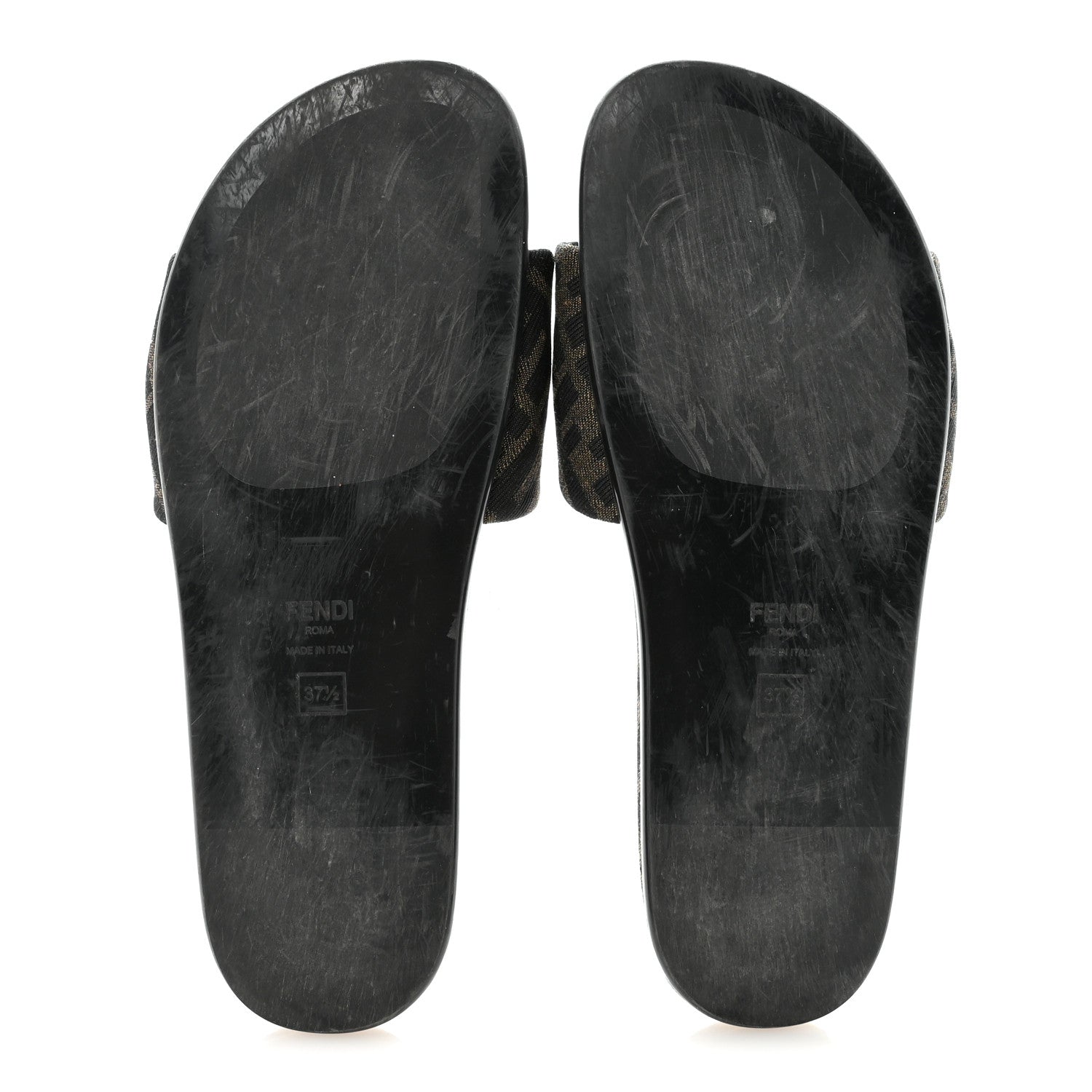 Fendi Fabric Jacquard FF 1974 Fendi Feel Slide Sandals 37.5 Tobacco Black 6 of 10
