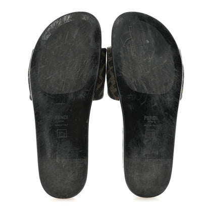 Fendi Fabric Jacquard FF 1974 Fendi Feel Slide Sandals 37.5 Tobacco Black 6 of 10