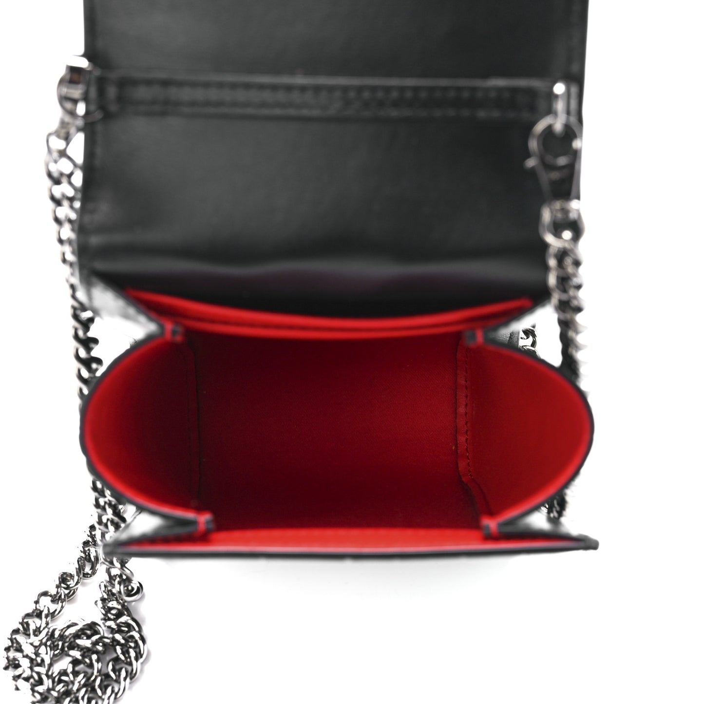 Crocodile Embossed Calfskin Spikes Loubinthesky Paloma Crossbody Phone Case Black