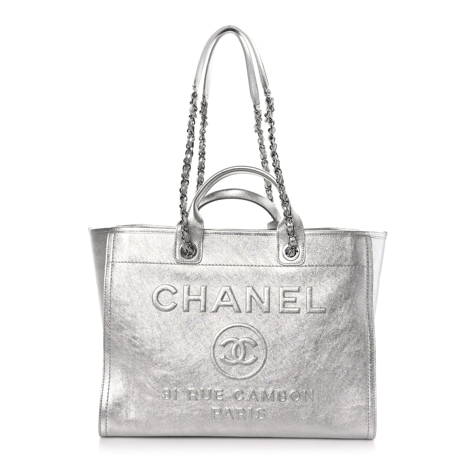 Chanel Metallic Calfskin Medium Deauville Tote Silver 1 of 11
