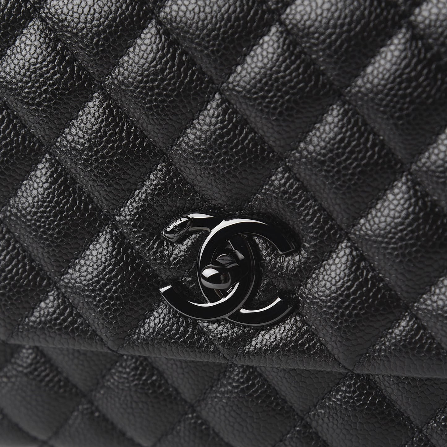 Caviar Quilted Small Coco Handle Flap So Black