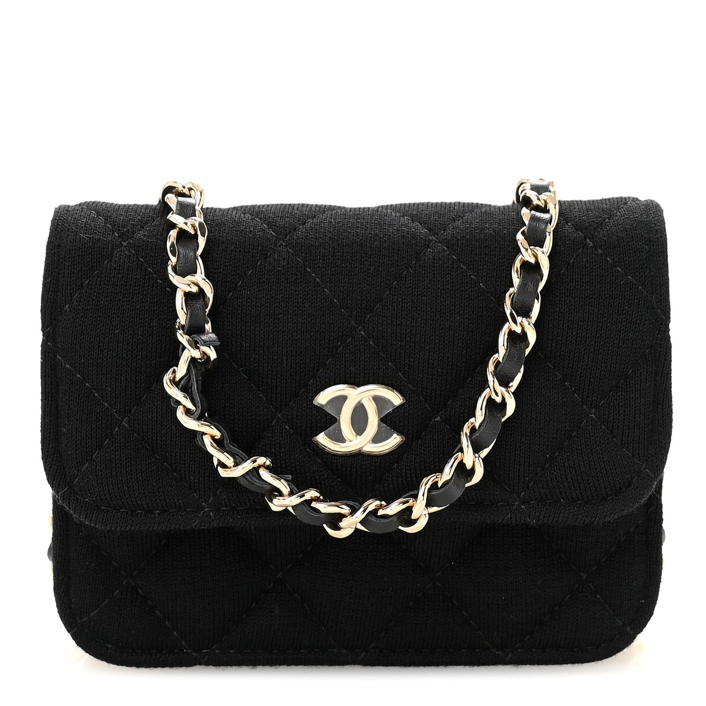 Jersey Quilted Mini VIP Clutch With Chain Black