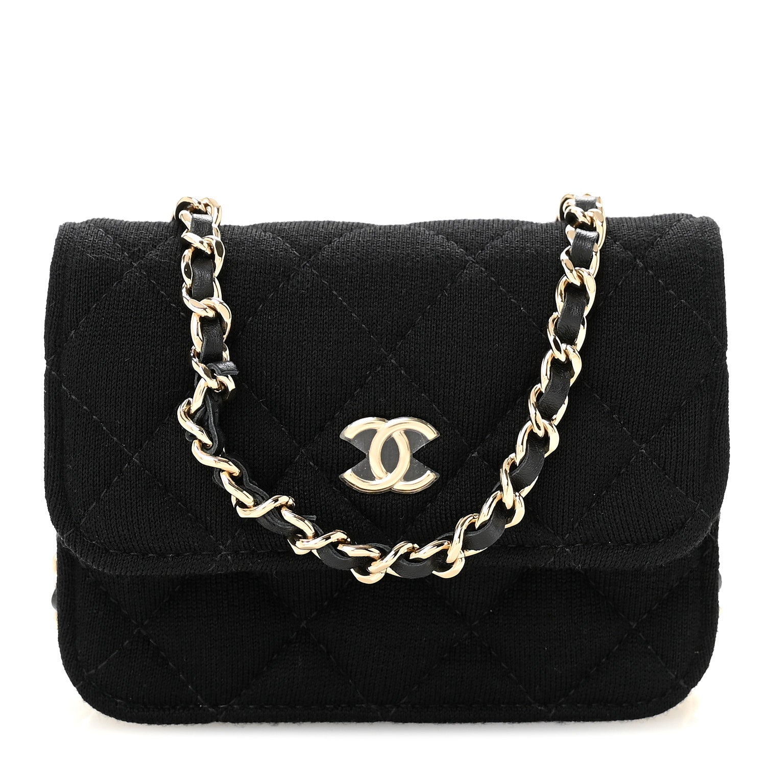 Chanel Jersey Quilted Mini VIP Clutch With Chain Black 1 of 11