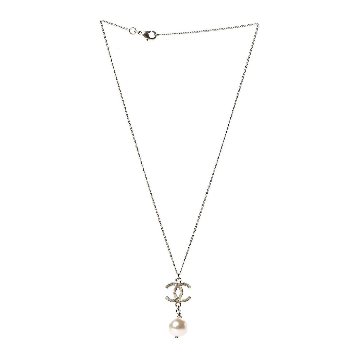 Pearl CC Drop Necklace Gold