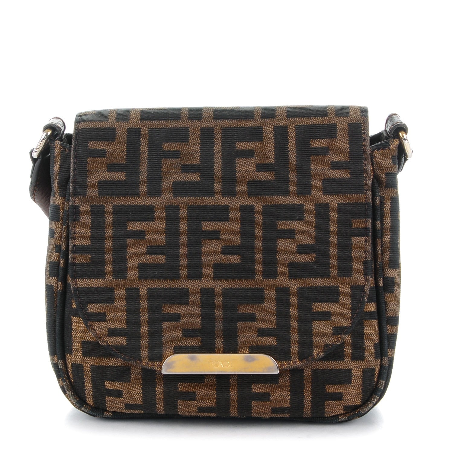 Fendi Zucca Vitello Artic Mini Messenger Bag Tobacco Castagna 1 of 9