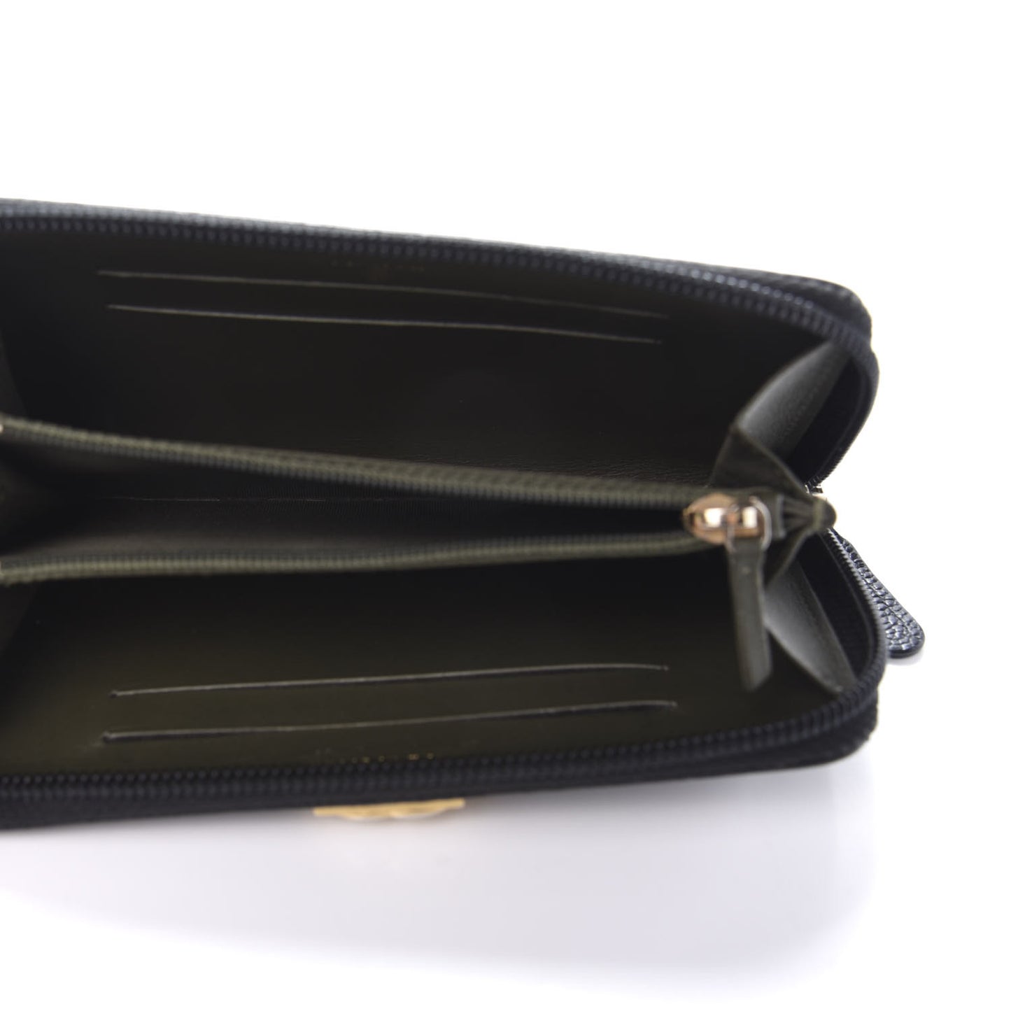 Caviar Quilted Small Boy Zip Around Wallet Black