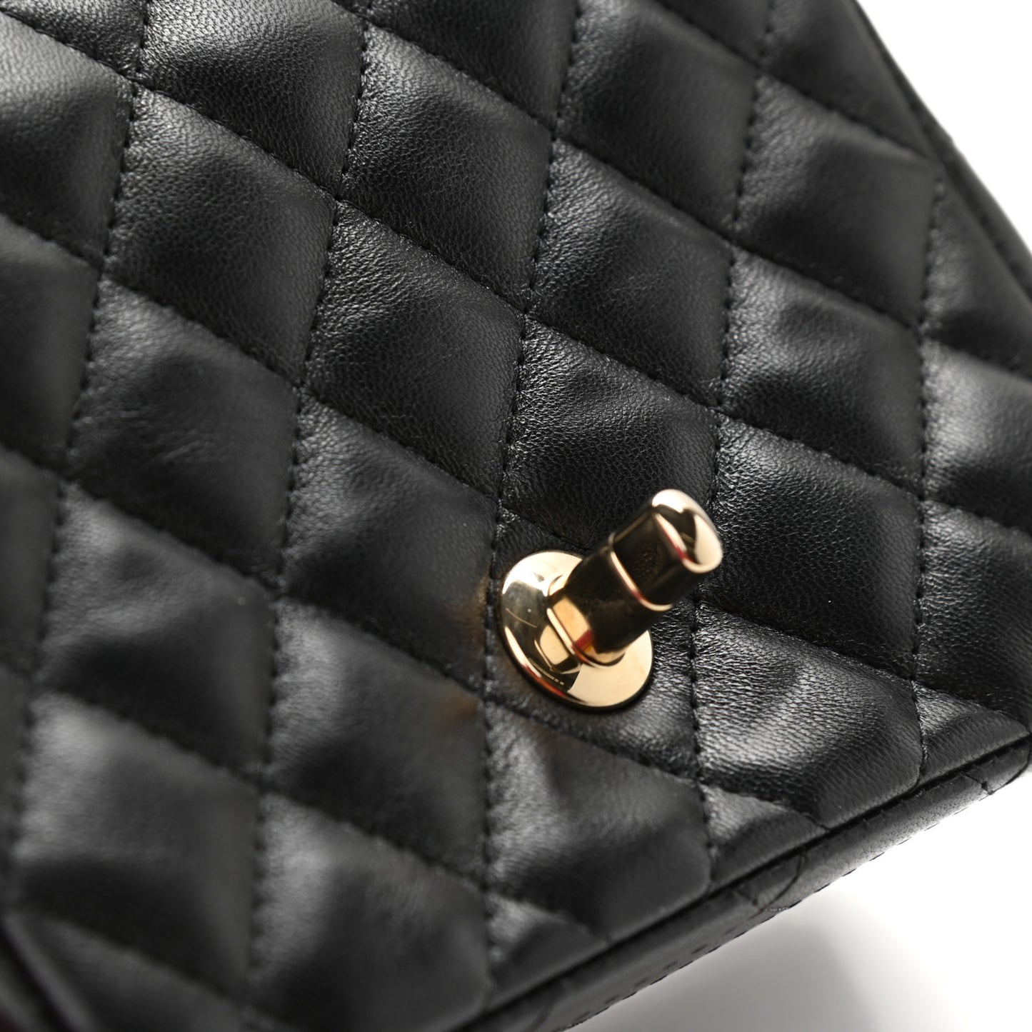 Lambskin Quilted Mini Square Flap Black