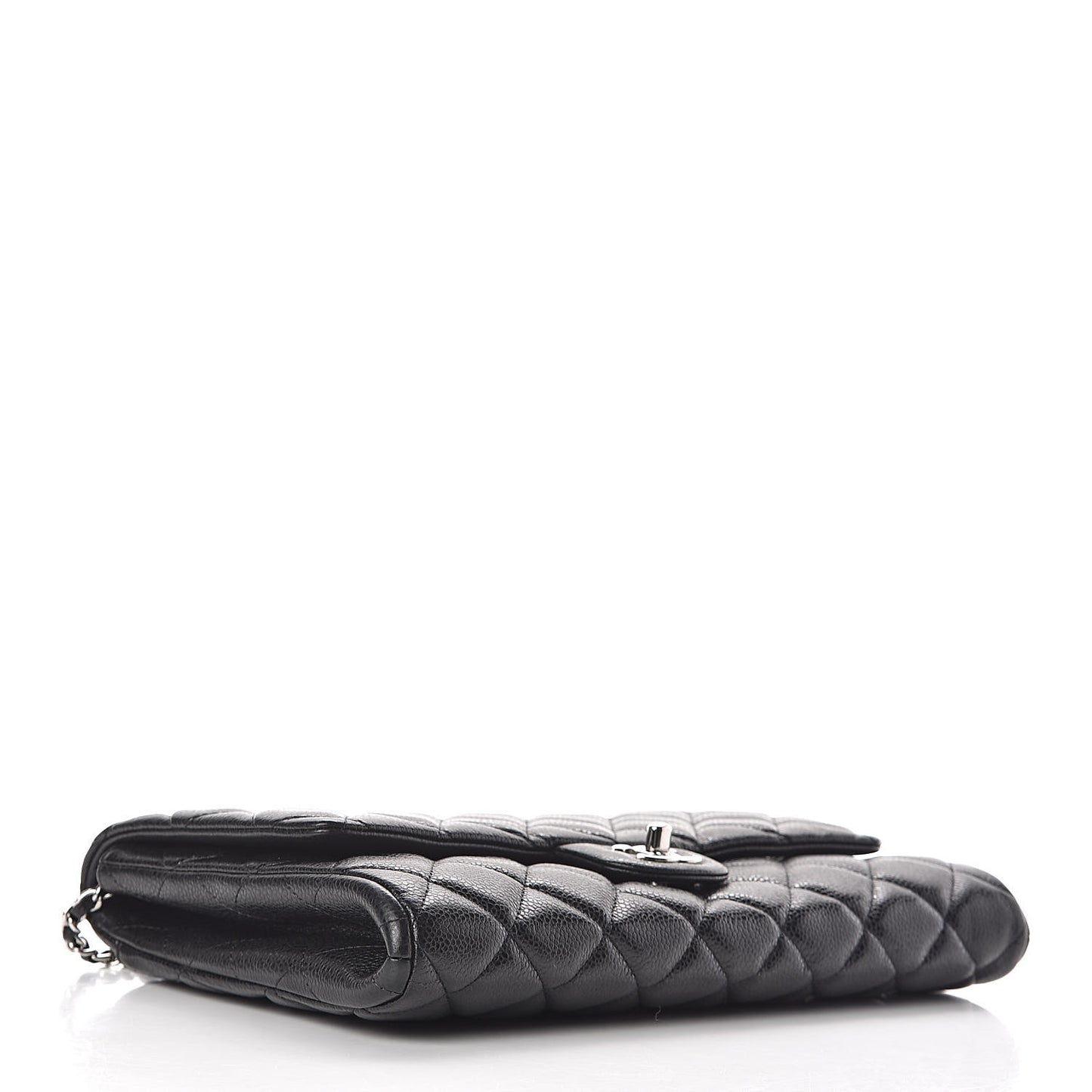Caviar Quilted Clutch With Chain Flap Black