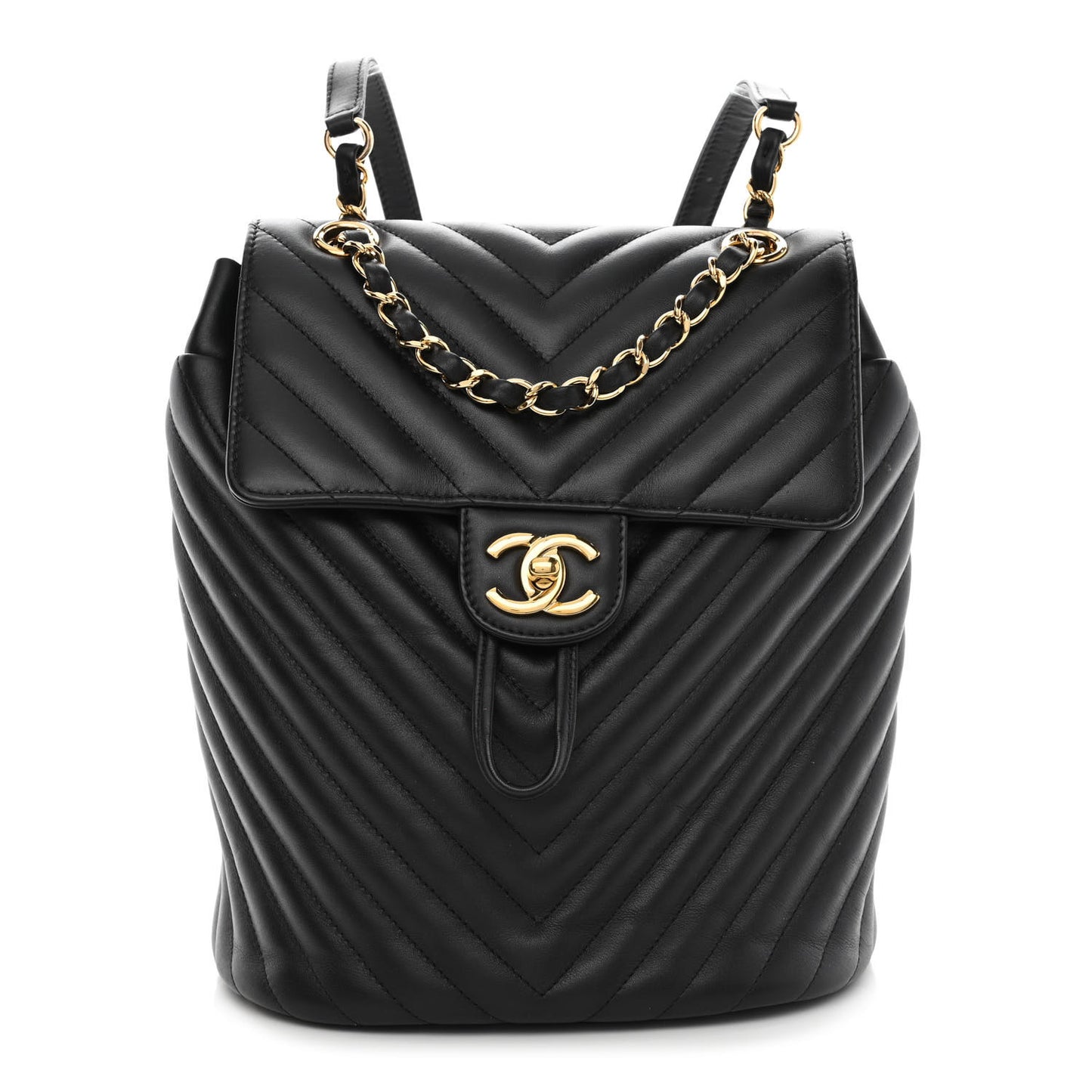 Calfskin Chevron Quilted Small Urban Spirit Backpack Black