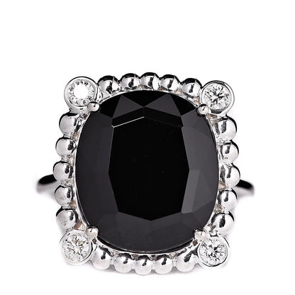 Tiffany Sterling Silver Black Spinel Diamond 15mm Ziegfeld Ring 47 4 1 of 5