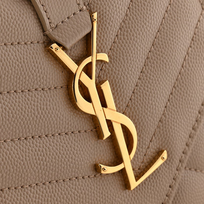 Saint Laurent Grain De Poudre Textured Mixed Matelasse Triquilt Monogram Clutch Dark Beige 8 of 10