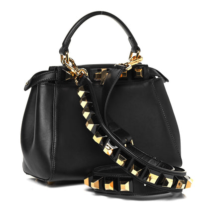 Fendi Nappa Studded Mini Peekaboo Iconic Satchel Black 2 of 8