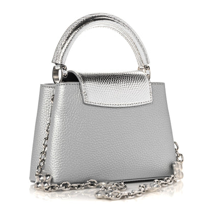Louis Vuitton Taurillon Lizard Flower Chain Capucines Mini Silver 2 of 8