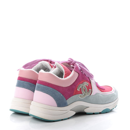 Chanel Nylon Calfskin Suede Womens CC Sneakers 36 Fuchisa Pink 4 of 8