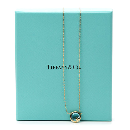 Tiffany 18K Yellow Gold Blue Topaz Olive Leaf Pendant Necklace 6 of 6