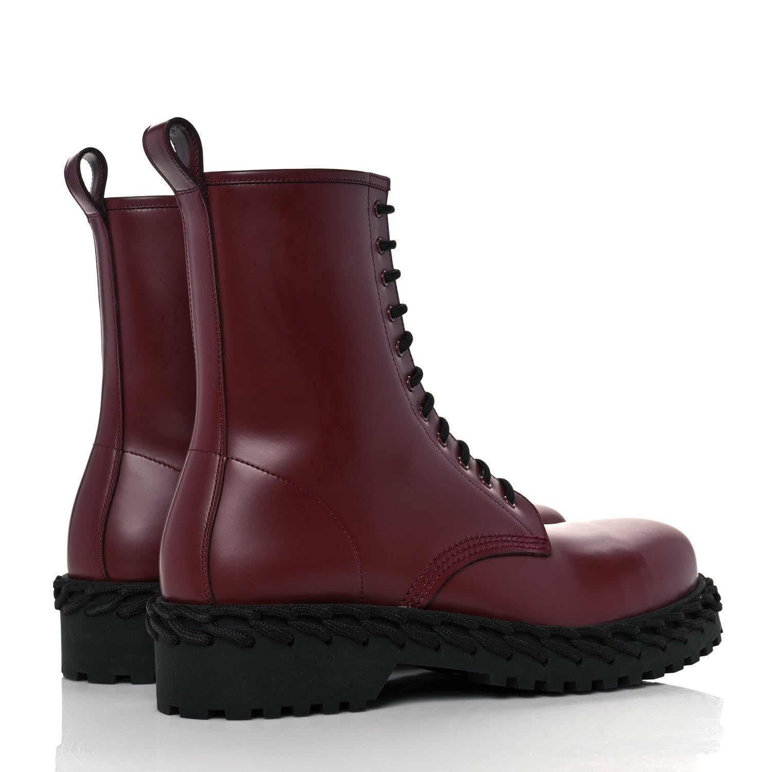 Balenciaga Calfskin Woven Detail Mens Combat Boots 42 Bordeaux 4 of 7